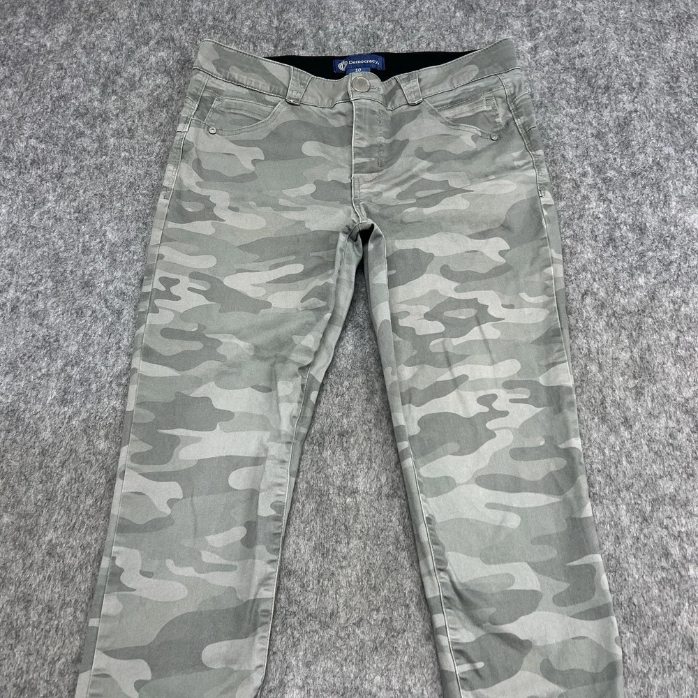 Democracy Ab Solution Jeans Womens 10 Green Camo Mid Rise Skinny Stretch 32x25 - Picture 6 of 16